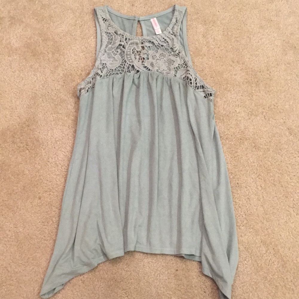 Suede Tapered Lace detail Tank with loophole back